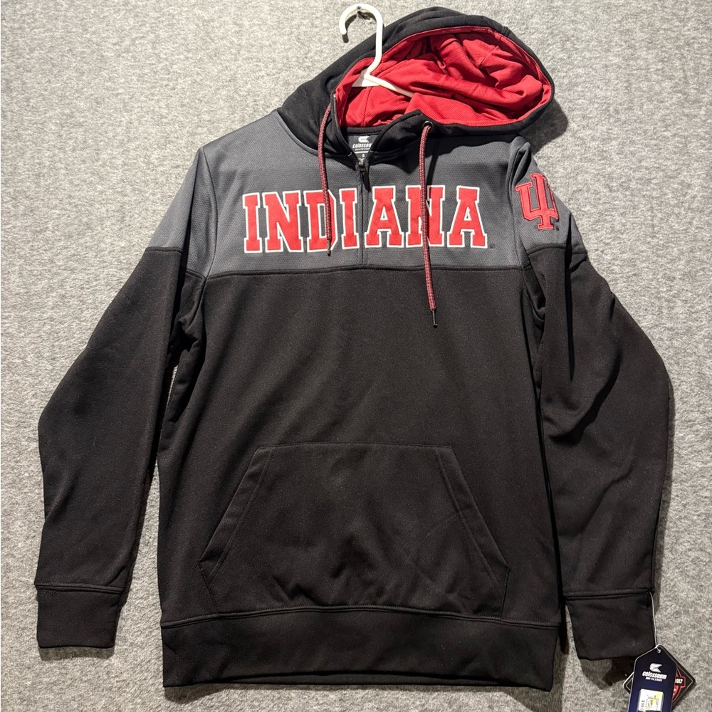 Indiana Hoosiers Pullover Hoodie Men’s S black red 1/4 zip Colosseum stitched
